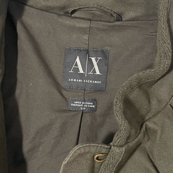 Armani Exchange Sage Green Military Style Ruffle Front Jacket Size Small Preppy - Picture 4 of 6